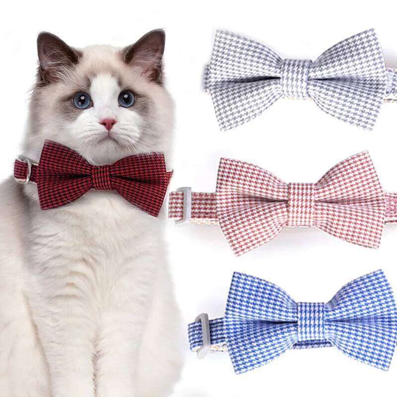 Collar Adjustable Durable Collars Cute Bow Kitten Necklace Soft Bell Puppy Lead Pet Product Dog Supplies Cat Accessories
