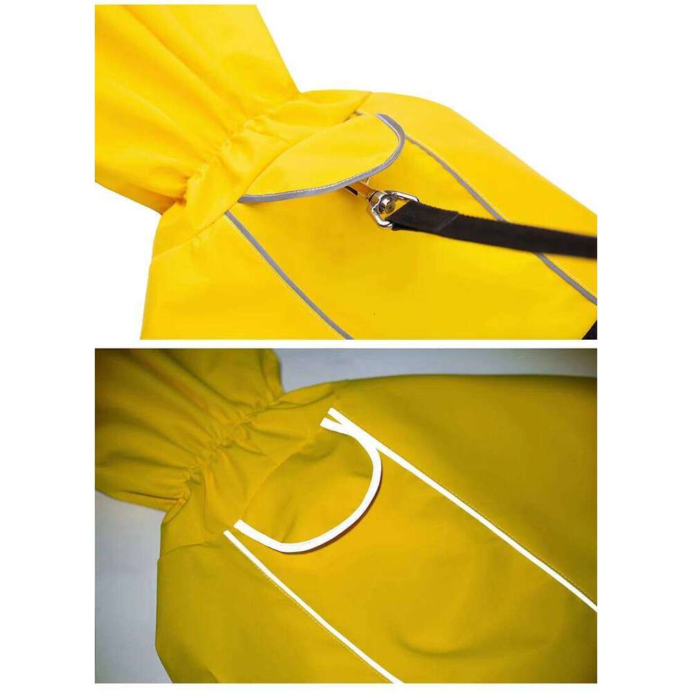 Reflective Raincoat with Adjust Hood Pet Poncho Body Coverage Turtleneck Waterproof Dog Rain Jacket for Medium Large Dogs XJ260127