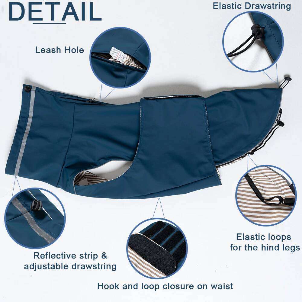 Waterproof Raincoat for Small Large Puppy Canine Clothes Leash Hole Reflective rain Jacket Pug Dog Clothing Pet Poncho XJ260127