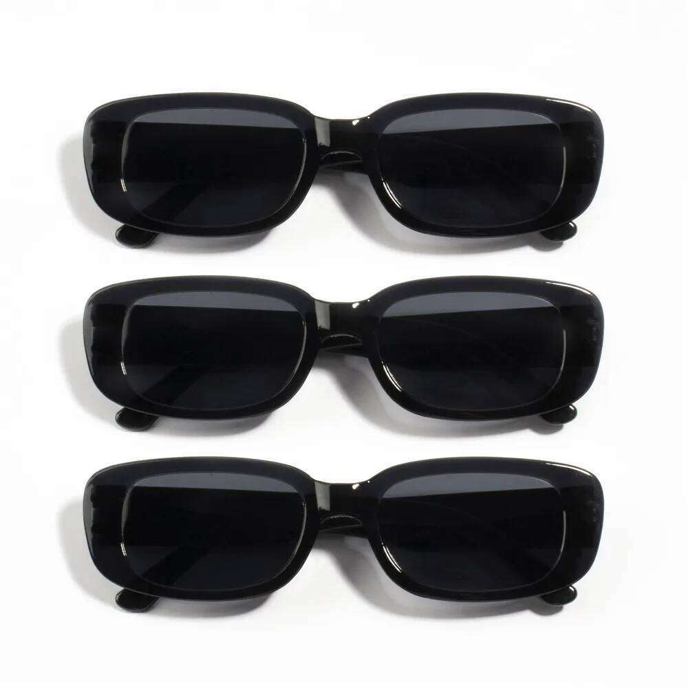 10PCS Vintage Black Square Sunglasses Woman Luxury Brand Small Rectangle Sun Glasses Female Gradient Clear Mirror Oculos De Sol Z260127