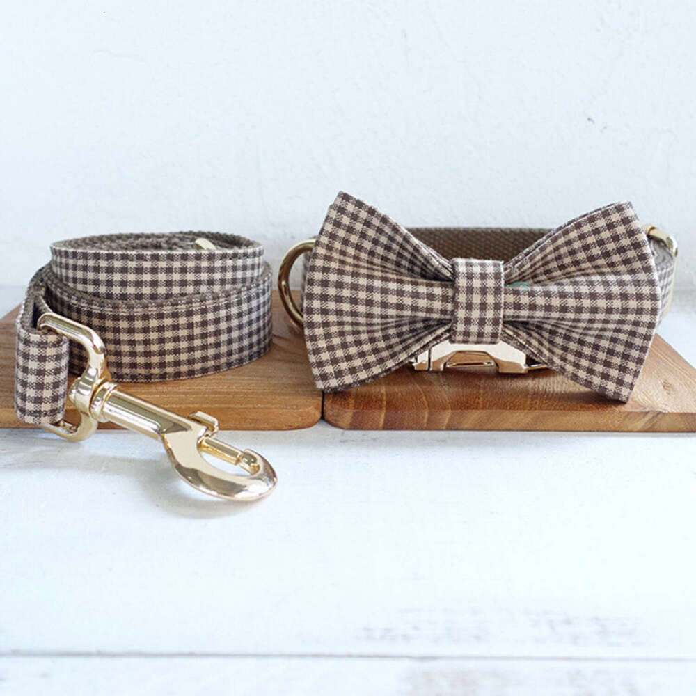 Collar Customized Pet Personalized Nameplate ID Tag Adjustable Suit Fiber Coffee Brown & Cat Dog Collars Lead Leash pet supplies