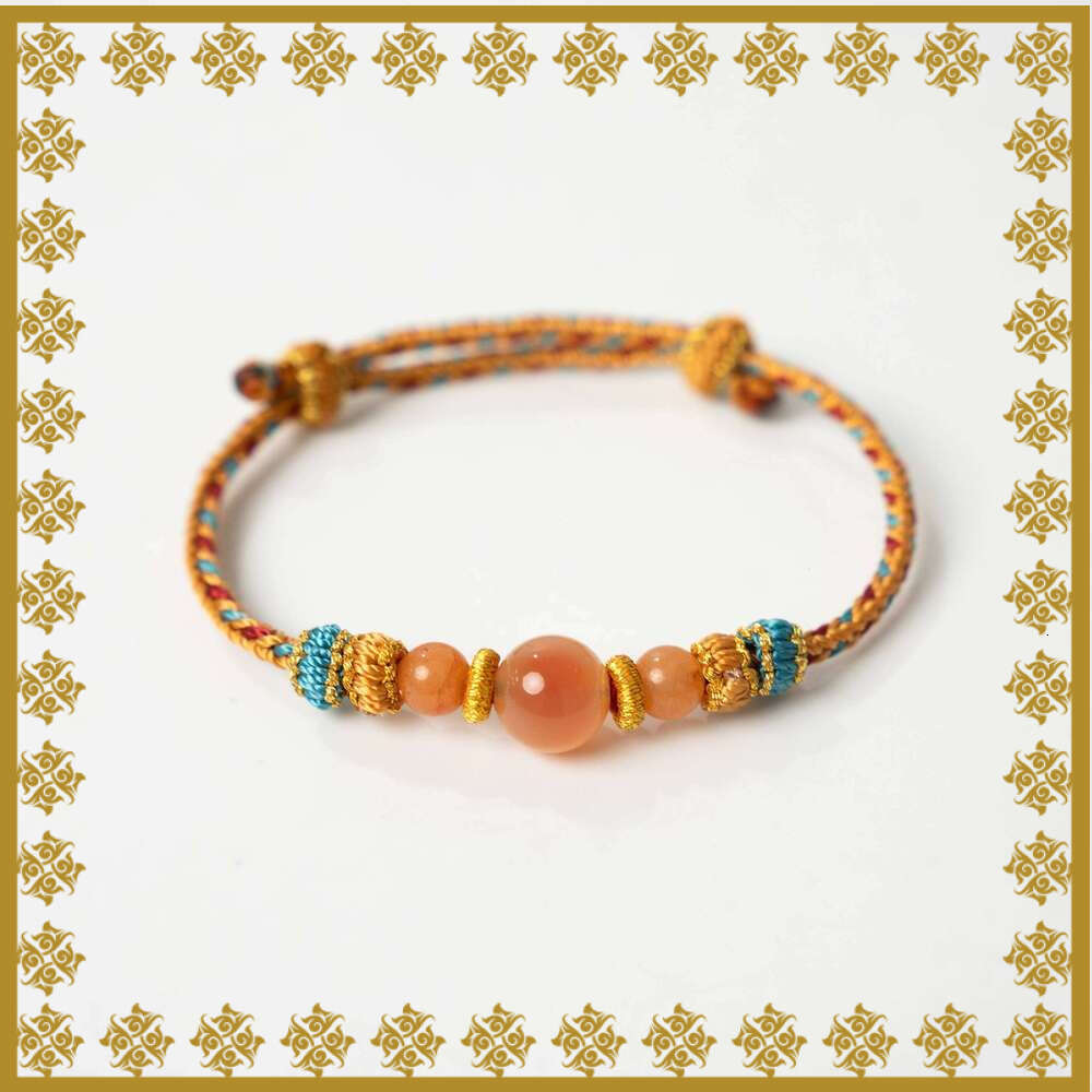Dunhuang Orange Chalcedony Bracelet - Sugar Heart Agate Hand String from Dunhuang Jade Research Institute