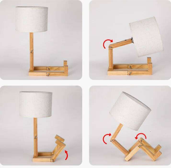 Wooden Robot Shape Creative Table Indoor Study Fashion Reading Desk Lamp Nordic Modern Desktop Decorative Night Light Z260127