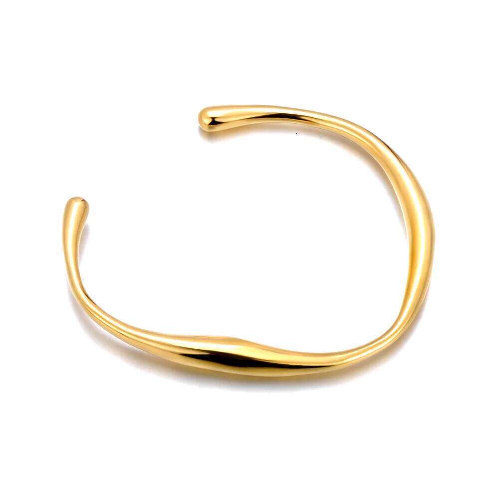 JeeMango Stainless Steel Wrist Opening Bracelet Bangle For Women Gold Color Handmade Cast Statement Brand Party Jewelry JB24008 XJ260127