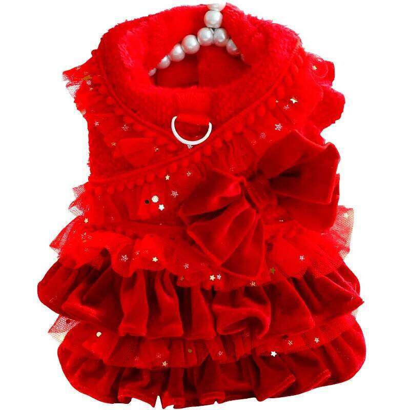 Luxury Coat Autumn Winter Cat Princess Custome Multi-layer Pleated Clothing for Small Dog Pet XJ260127