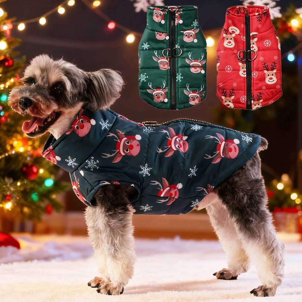 Christmas Pet Costume For Small Medium Dogs New Year Party Dog Coat With D-ring Deer Print Pets Outfits Bulldog Yorkshire Jacket XJ260127