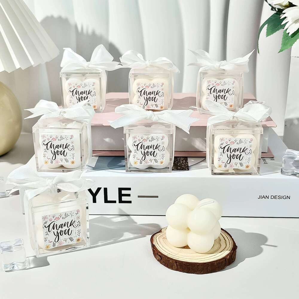 8 Sets Unique Bubble Scented Candles, Small Cube Candles for Baby Shower Favors, Gender Reveal Party Decorations, Wedding Y260127