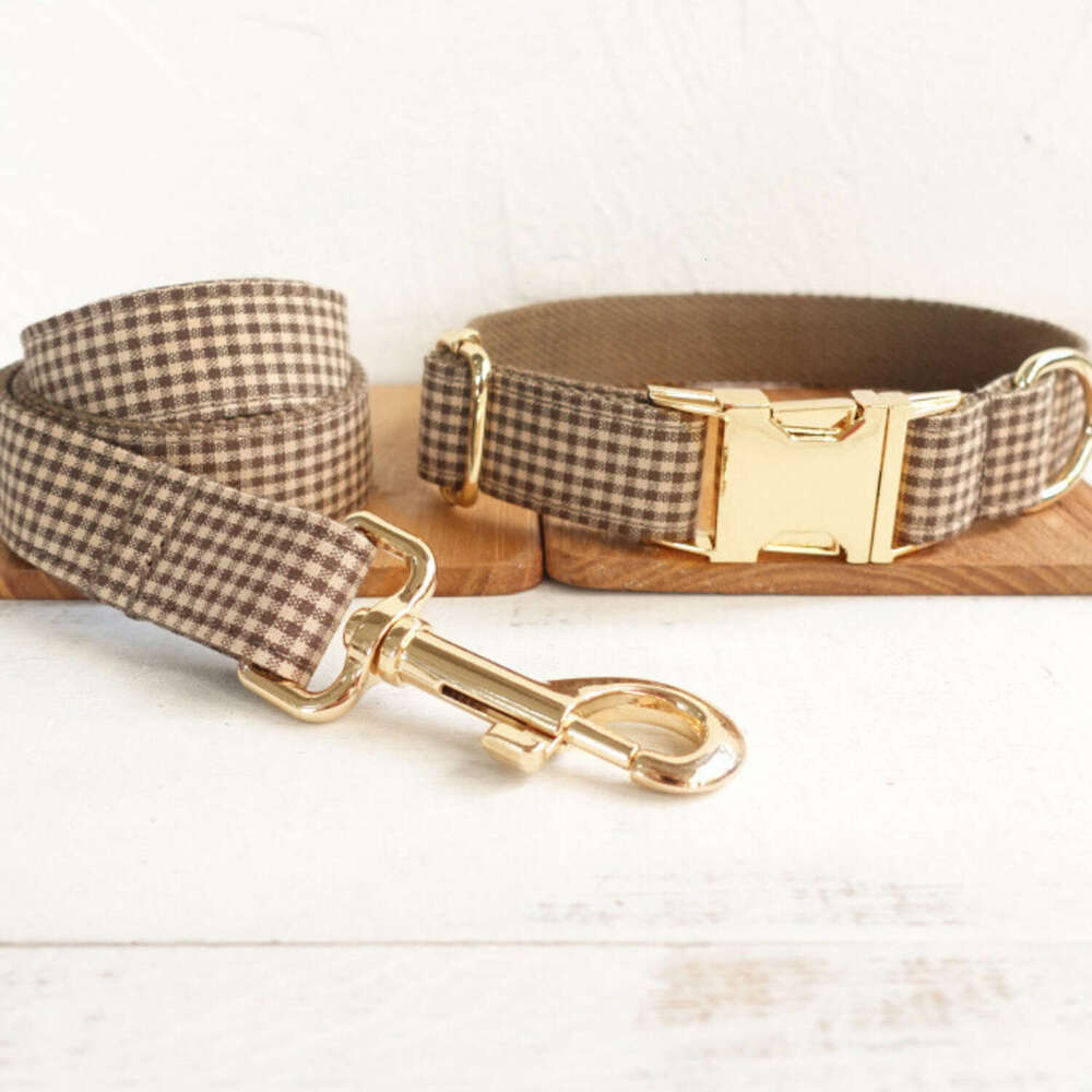 Collar Customized Pet Personalized Nameplate ID Tag Adjustable Suit Fiber Coffee Brown & Cat Dog Collars Lead Leash pet supplies
