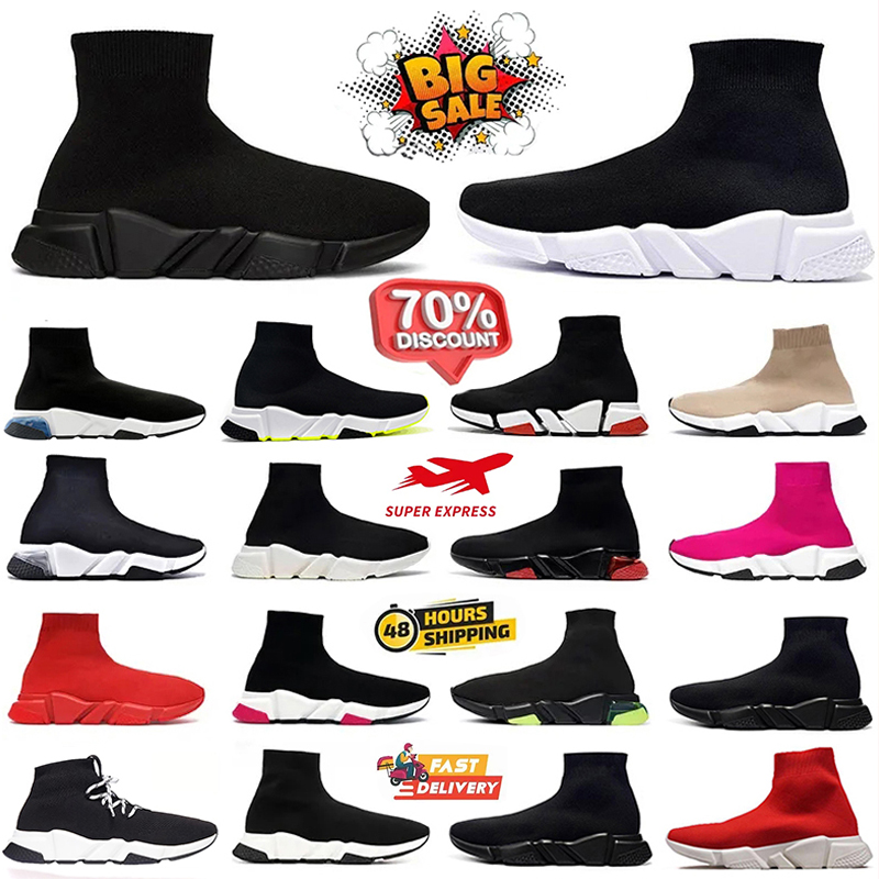 Designer Sock shoes Men Women knit Graffiti White Black Red Beige Pink Clear Sole Runner 2.0 trainers flat Loafers platform sneakers casual Chaussure Eur 36-47