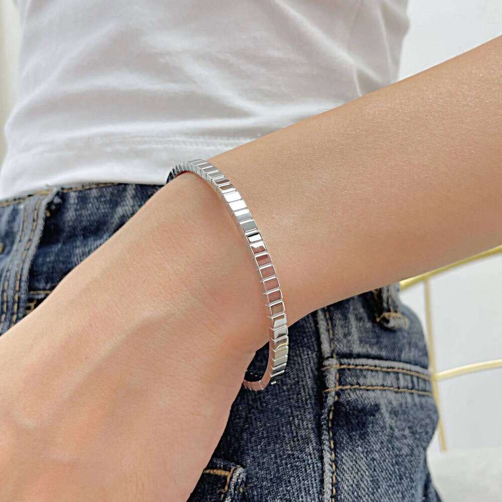 VQYSKO Zircon Geometric Accessories Personalized Simple Versatile Titanium Steel Hand Bracelet Female Jewelry XJ260127