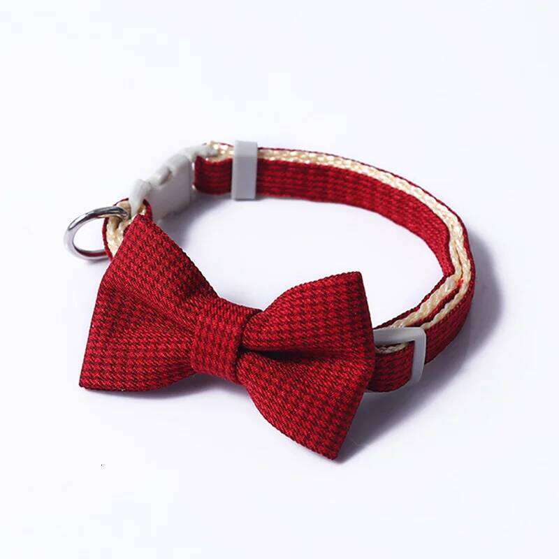 Ring Solid Cute Plaids Color Dogs Cat Bow Pet Accessories Plaid Collar Fashionable Adjustable Checkered & Sweet pet supplies