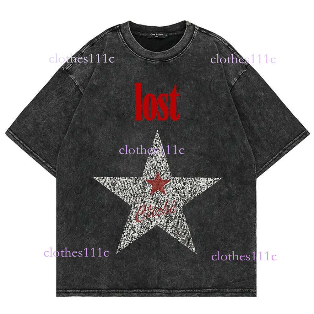 New Arrivals % Cotton Vintage Washed Mgk Lost Americana T-Shirt Summer Fashion Men Streetwear Hip Hop Oversize Acid Wash Tees Shirts Tops Luanyun