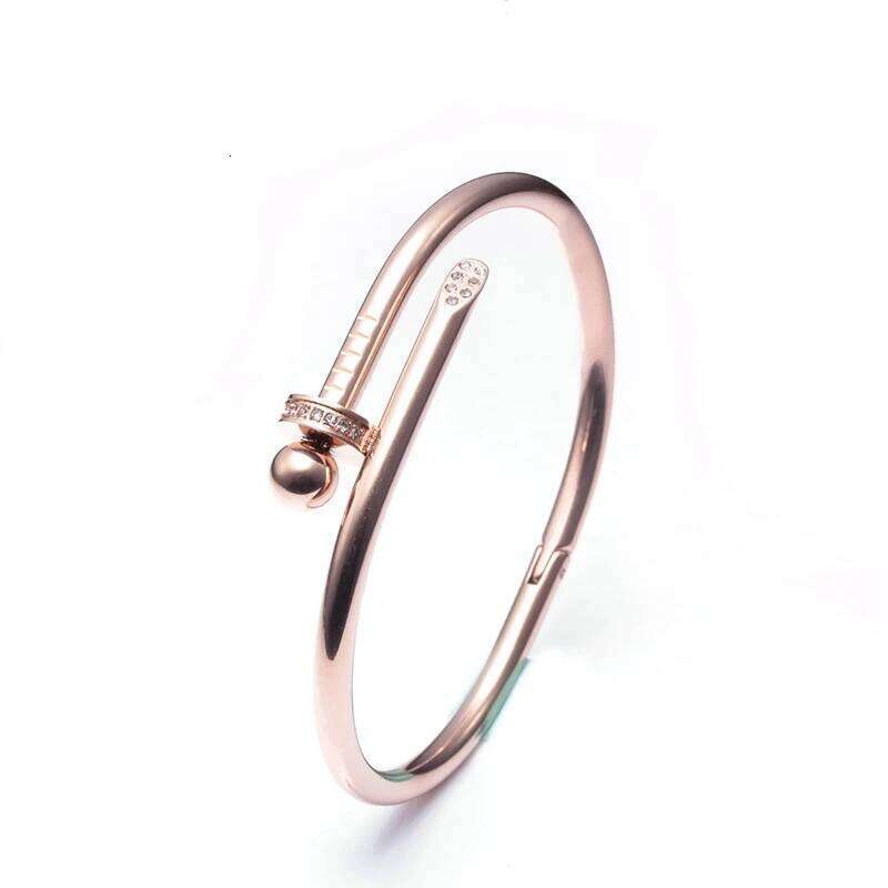 Classic Stainless Steel Gold Color Crystal Bangles Brand Stylish Screws Bracelets For Women Girl Decoration Jewelry Gift XJ260127