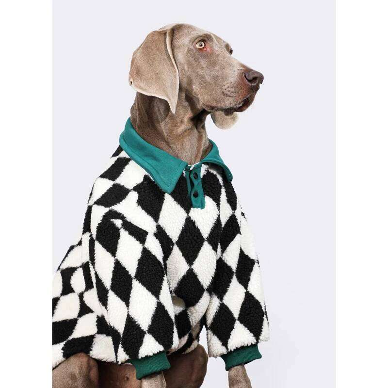 & Pet Clothes Collar Plaid Clothing Spring Winter Warm Dog Baseball Suit for Medium Large Dogs Labrador Golden pet supplies