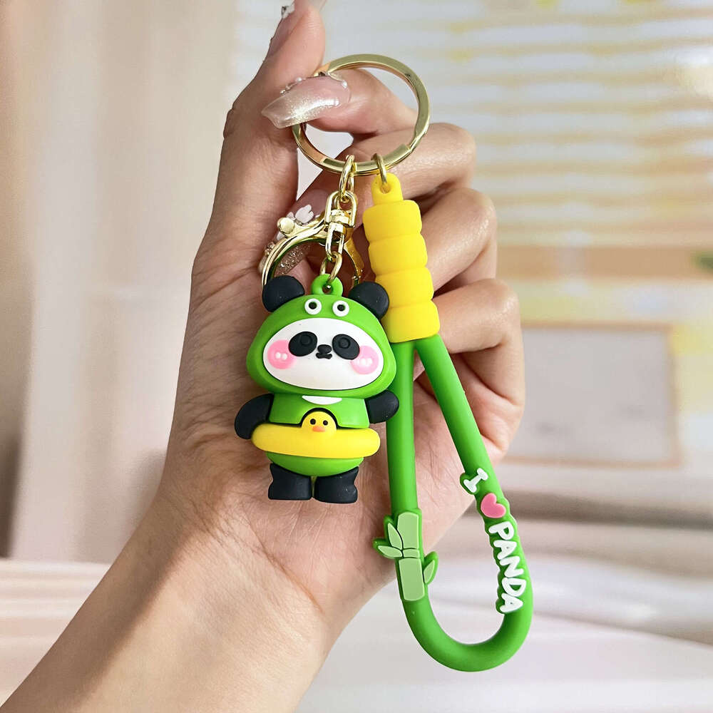 Baozhu Little Panda Car Pendant Doll PVC Keychain Hanging Decoration Key Ring Wholesale Cute Fun S260126