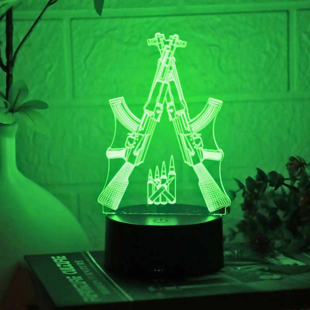 Creative dual gun touch color 3D night light, room decoration birthday gift - graduation anniversary Z260127
