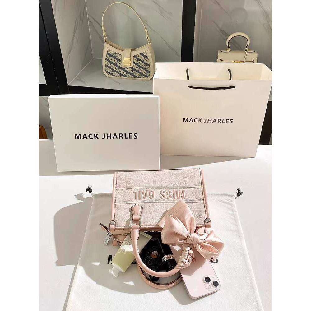 MACK JHARLES Large Capacity Commuting Tote Bag 2025 Autumn New Pink Embroidered Handbag