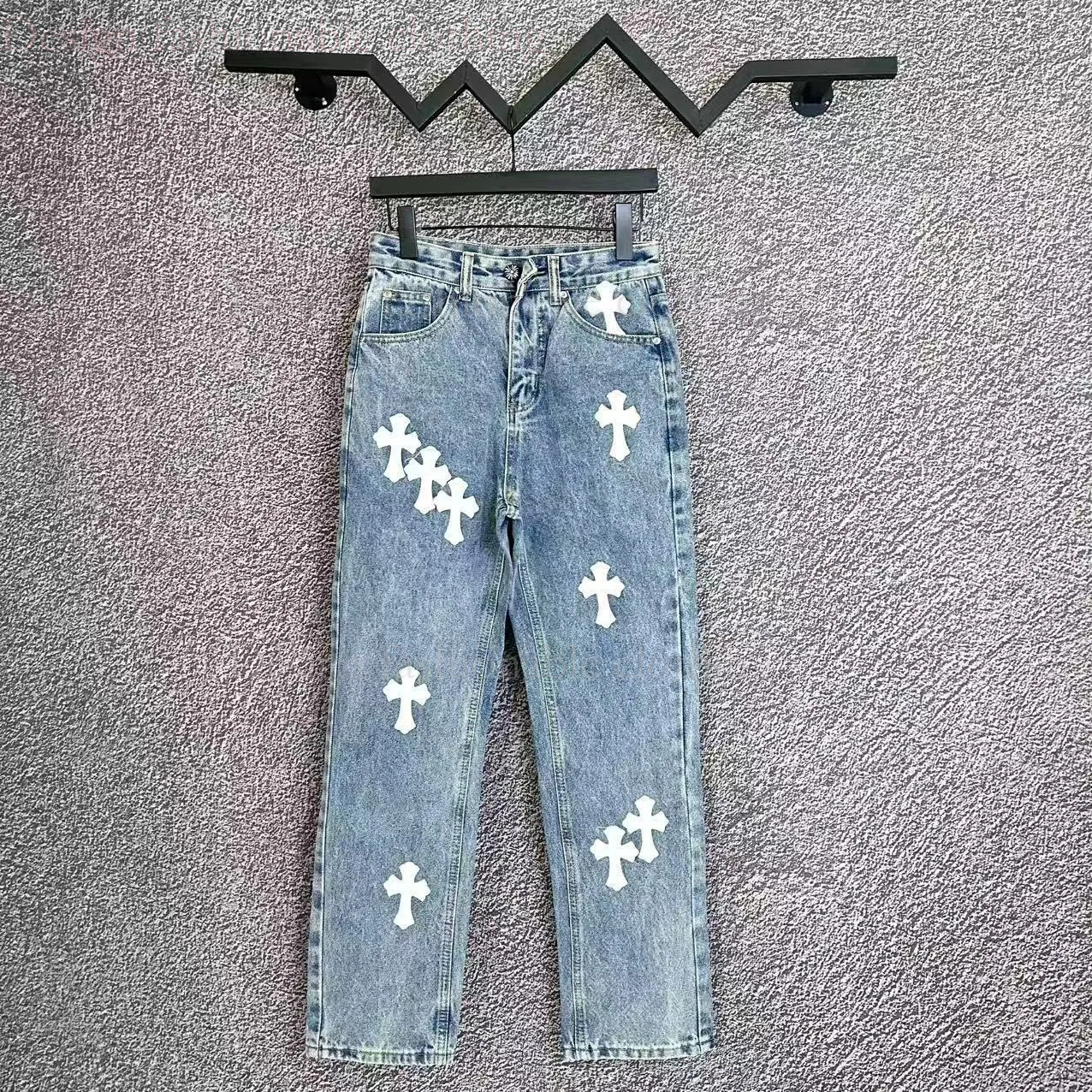Chromelys Heartlys Jeans Designer Luxury Men Jeans Women Ch Cross Leather Label Washed Couple Street Loose Denim High Quality Pants e9a