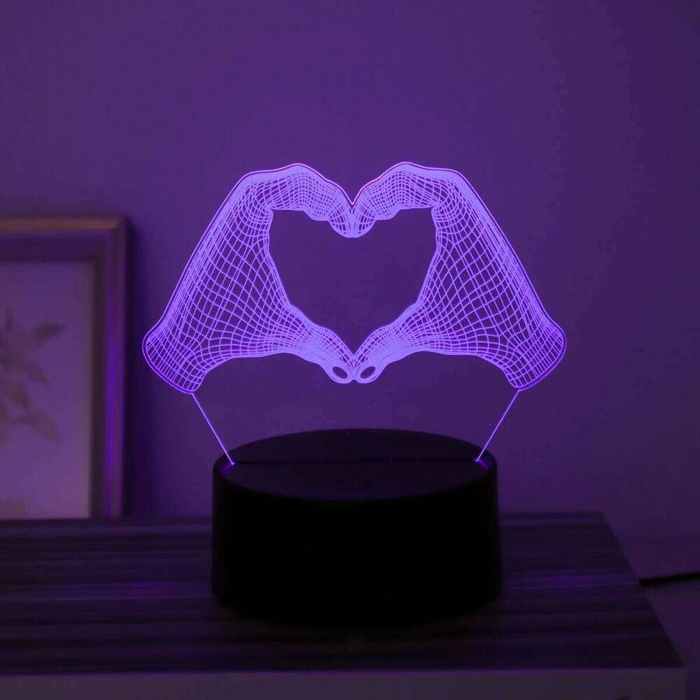 3D Two Hand Heart Night Home Desktop Christmas Decoration Fancy Lighting LED Room Birthday Gift Light Z260127