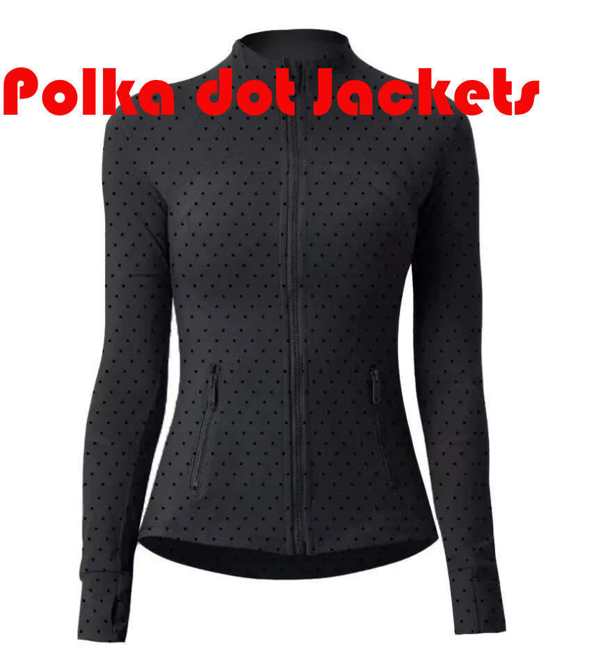 New style Gym luluity lemonal Jacket Women Yoga polka dot Jackets Set Coat Fitness leggings Pants Long Sleeves Solid Color Black Zipper Gym luluity lemonal sets men