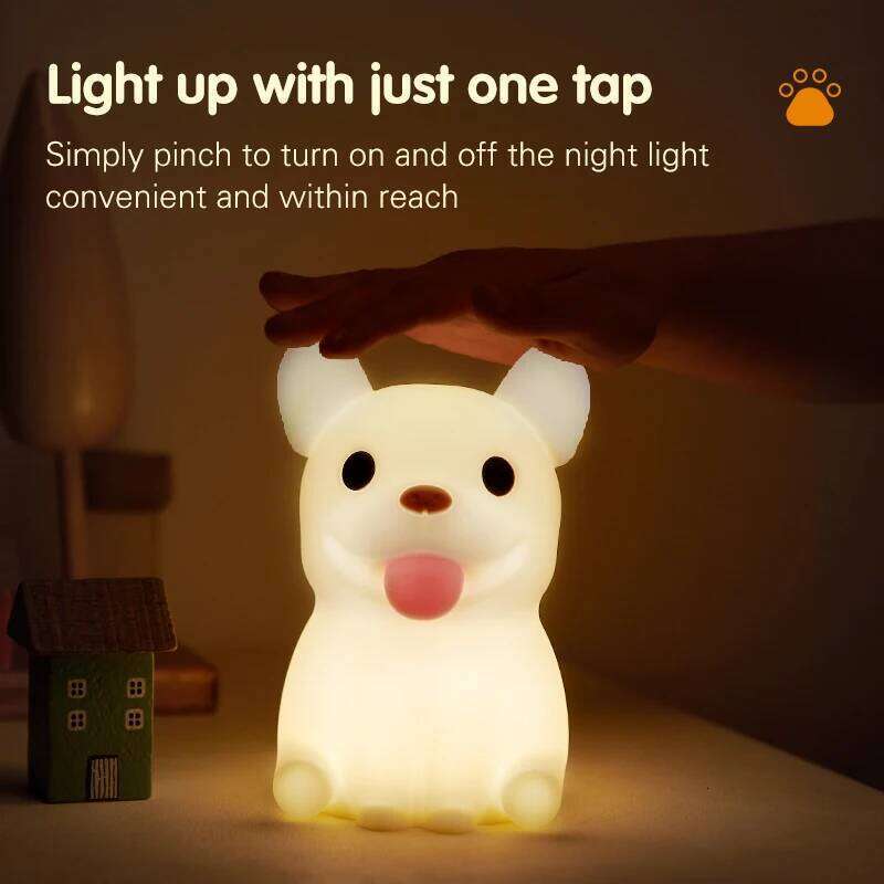 1pc Bulldog nightlight Room decorative Bedroom ambiance LED couples clap Cute animal lamp Sleep light Z260127