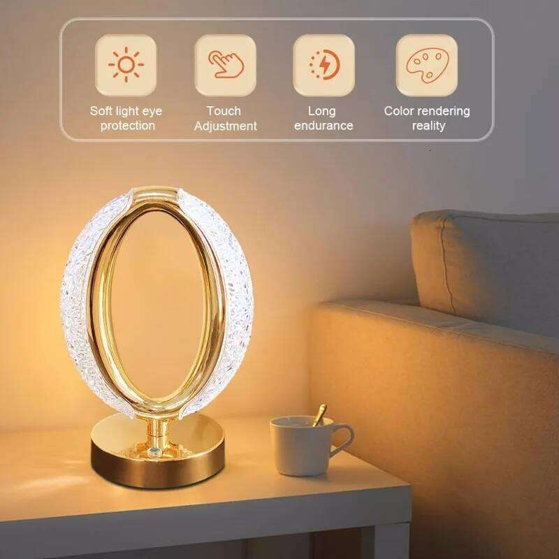 Cordless Crystal Touch Sensor Control LED Night Light Table Lamp Rechargeable Dimmable Bedroom Decoration Camping Lights Z260127