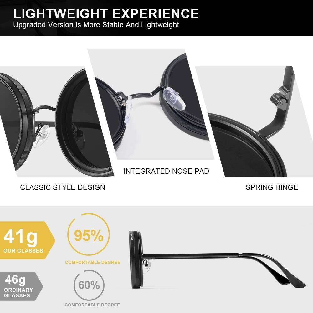 2026 CRIXALIS Adjustable Tint Sunglasses Men 1-9 Gears Round Polarized Glasses Women with ND Filter Lens Beach Shady Fishing Driving 26Y0127
