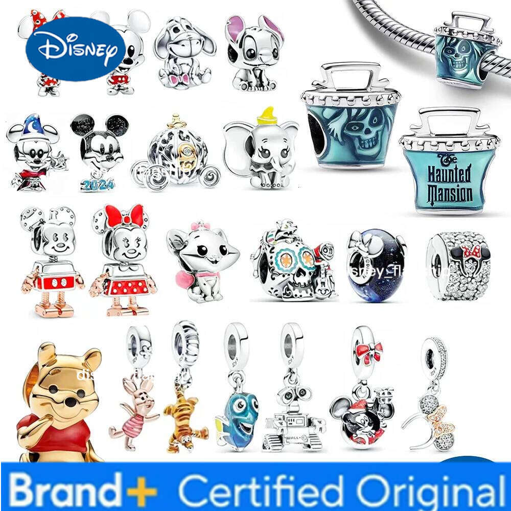 Disney 925 Silver DIY Beads Jewelry Charms Bracelet Mickey Minnie Princess Pumpkin Stitch Twinkle Pandora Cute Disney Girlfriend Gift XJ260127
