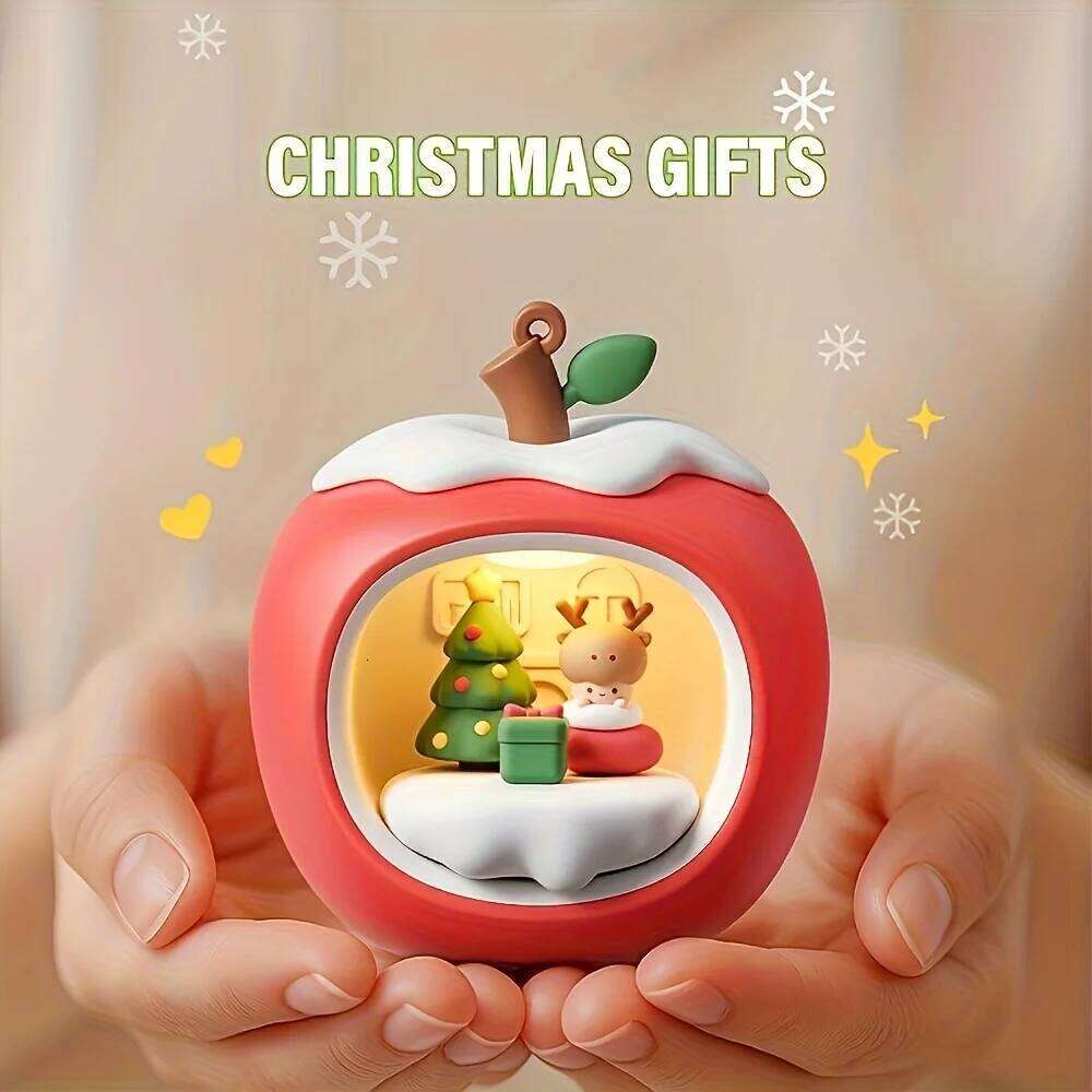 Apple-shaped Smart Touch Night Light Desktop Decor, Ambient Indoor Lighting Requires 3 AAA batteries for operation Z260127