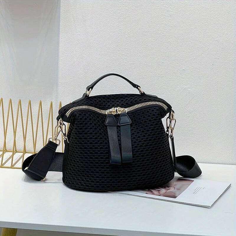 New Women's Crossbody Lightweight and Soft Mesh Bag, High-end Feel Handbag, Casual Large Saddle Bag
