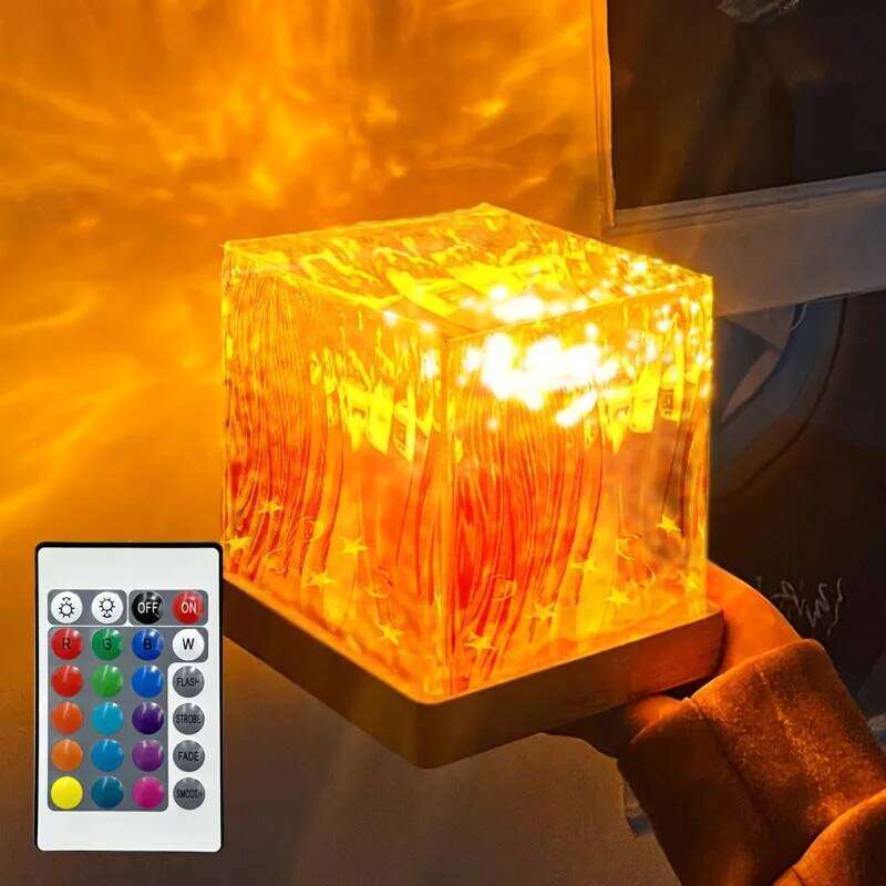 LED Ocean Wave Projector Light Aurora Lamp 16 Colors RGB Night Lights Auto Rotating USB Plug Kids Adults Gift Home Room Decor Z260127