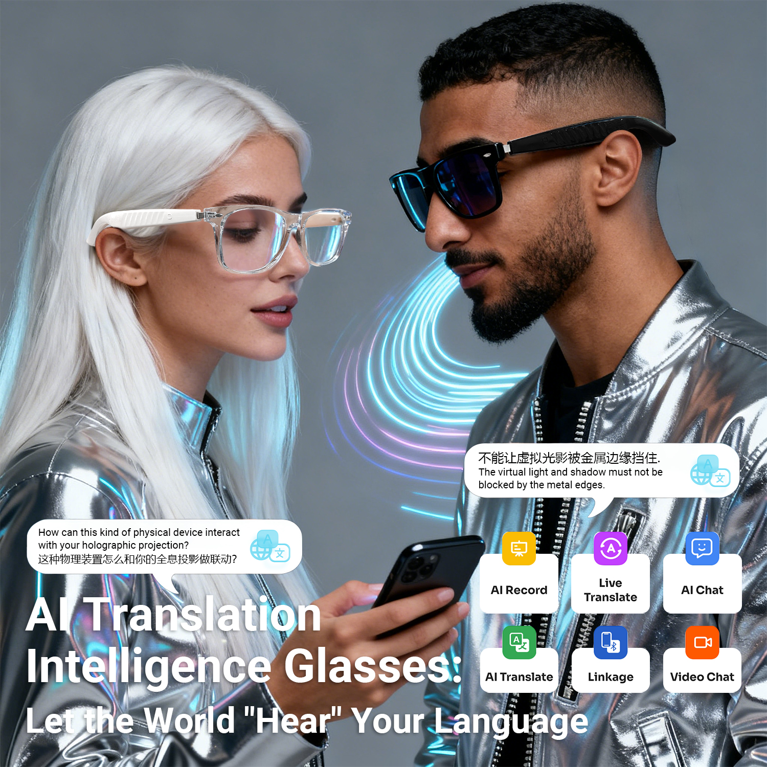 New Remote Camera Smart Glasses AI translation 100+ Languages Make Receive Calls Music Calling Noise Reduction Light BT TWS Samrtglasses Men Women Sunglasses