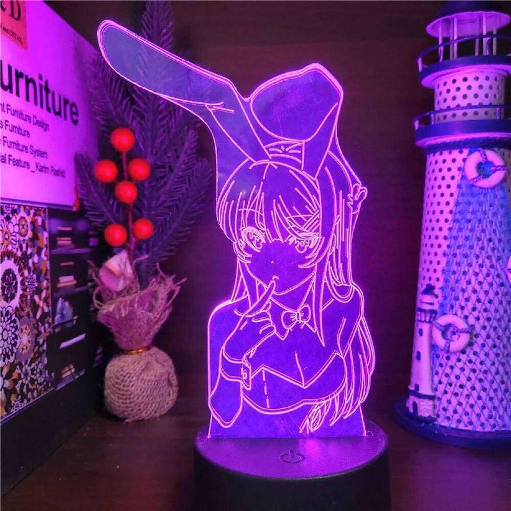 3D Illusion Led Nightlights ANIME Light Lamp Multi Color Changing Lampara BUNNY GIRL SENPAI MAI SAKURAJIMA KAWAII For Xmas Gift Z260127