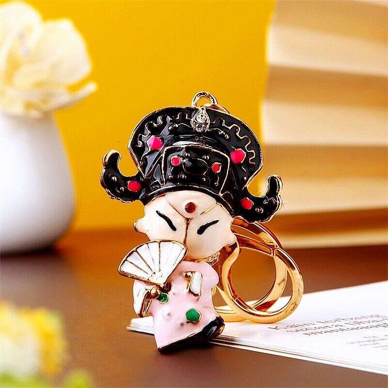 Fortune Lucky Flower Dan Wusheng Car for Women, Internet Celebrity Bag Pendant Keychain with Inlaid Diamonds, Creative Gift S260126