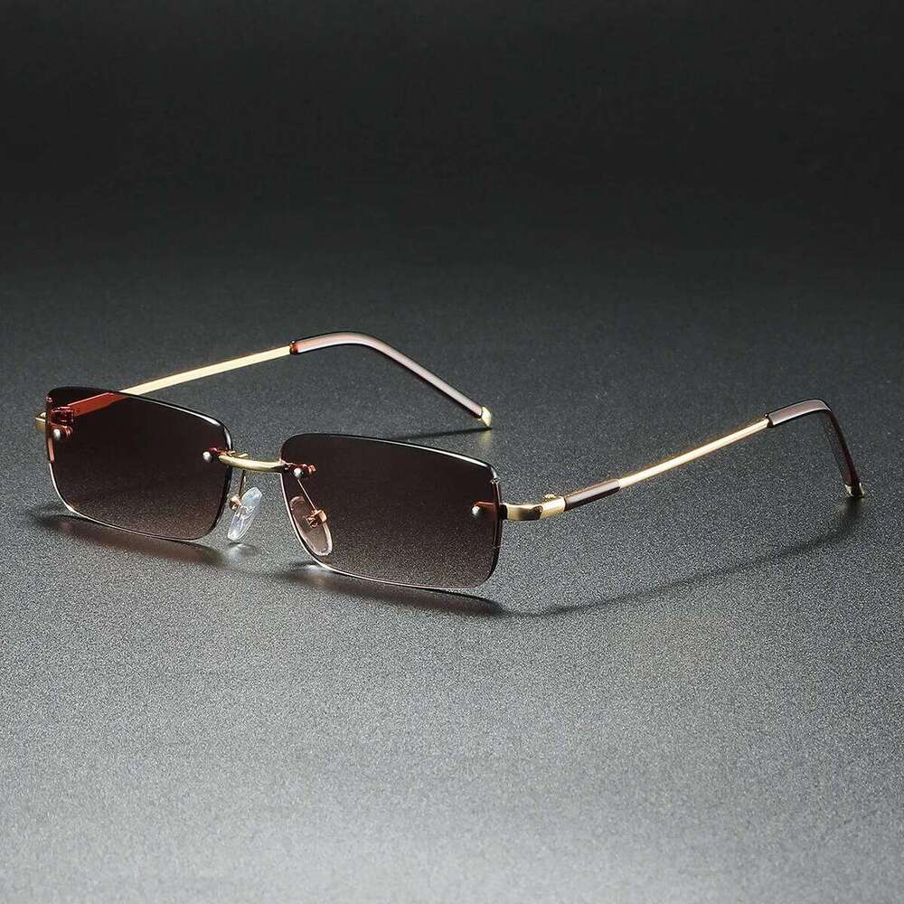 2025 Fashion Small Sun Glasses for Men Retro Rectangular Sunglasses Rimless Brand Z260127