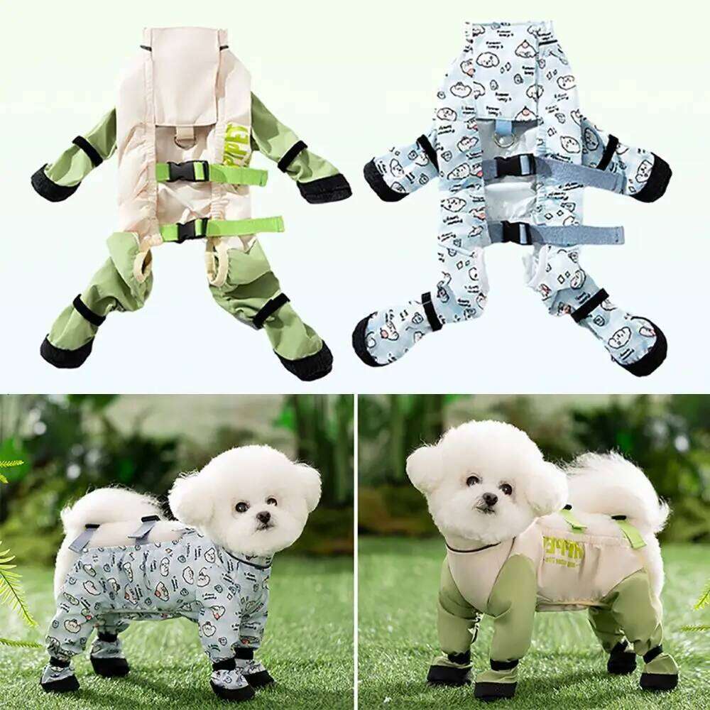 Reflective Stripe Pet Strolling Going Out Pants Back Adjustable Full Leg Protection Dog Boot Leggings Anti-Slip Waterproof XJ260127