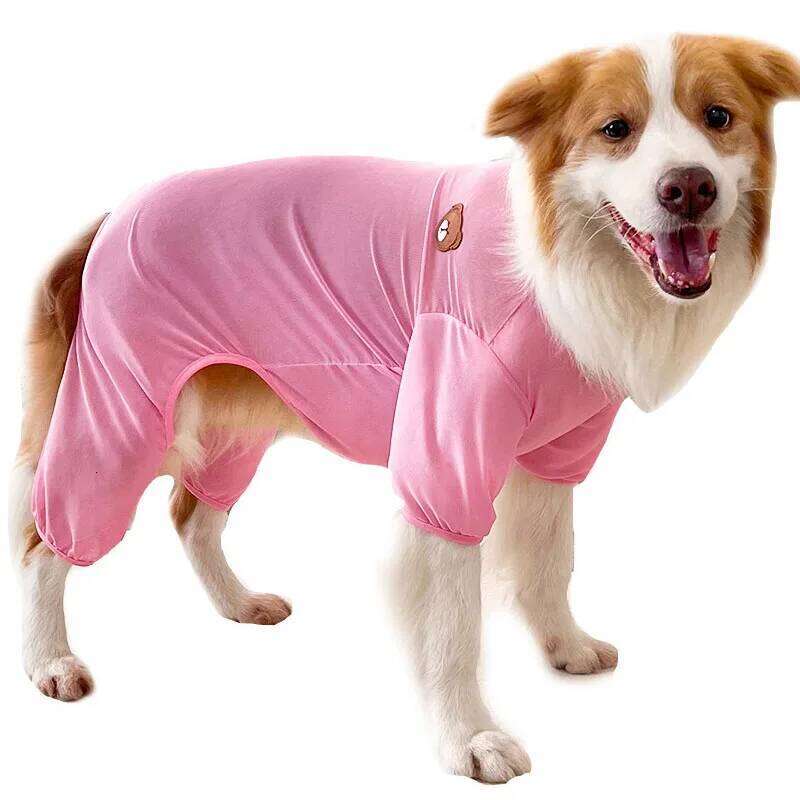 Bear Pajamas Summer Mesh Large Dog Clothes Jumpsuit Pink Blue Purple Yellow Pet Onesie For Small Big Dogs Labrador XS-4XL XJ260127