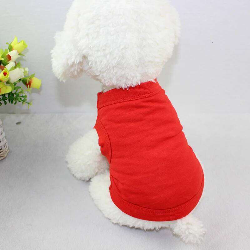 Summer 100% Pure Cotton Solid Color Vest Shirt Small Dog Teddy Chihuahua Pet Clothes Wholesale Custom XJ260127