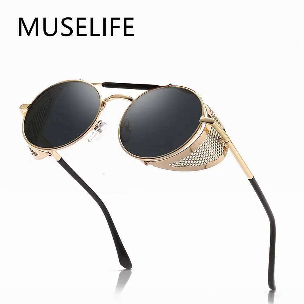 MUSELIFE Retro Round Metal Sunglasses Steampunk Men Women Brand Glasses Oculos De Sol Shades UV Protection Z260127