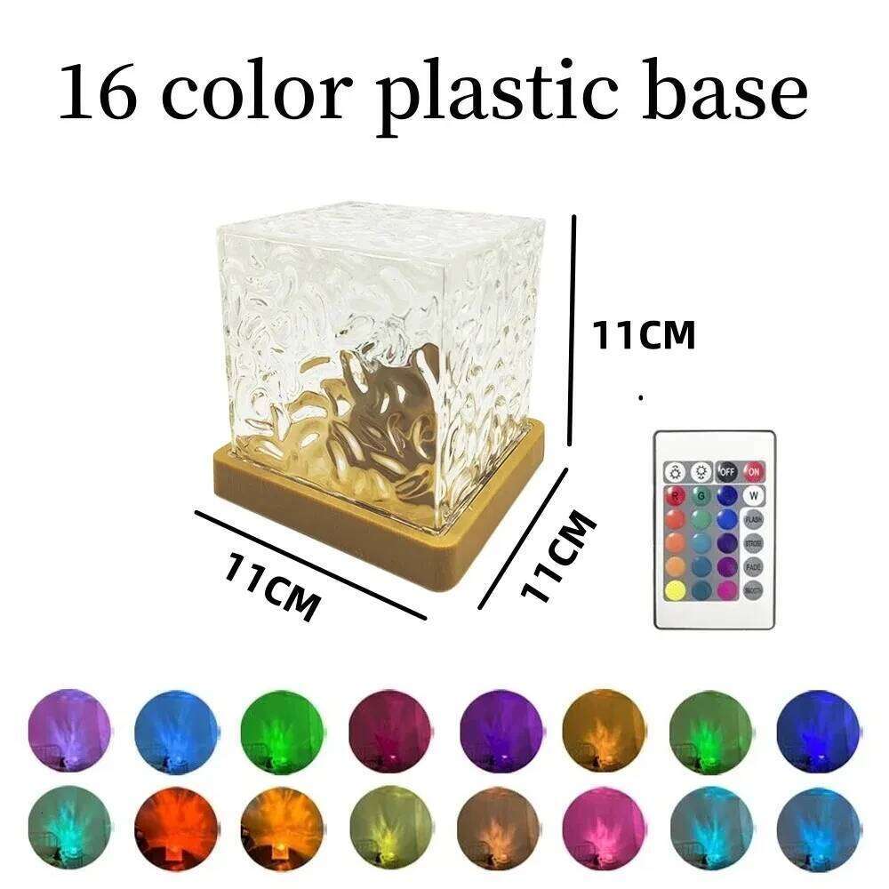 Dynamic Water Ripple Projector Night 3/16 Colors Flame Crystal Lamp for Living Room Study Bedroom Rotating Light Z260127