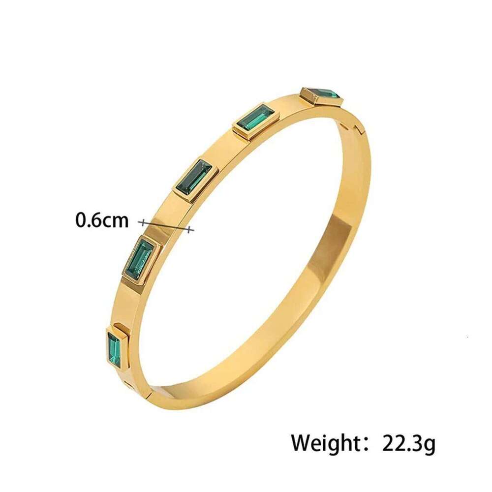 Pc 18K Zircon 1 Gold 10 Steel Cubic Stainless Personality Plated Bracelet for Women Waterproof Fashion Jewelry Gift XJ260127