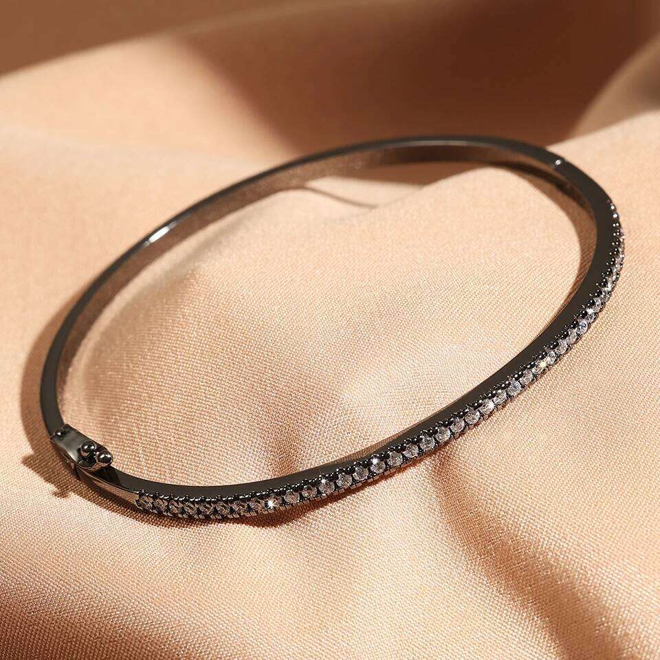 New Brand Blue Turquoise Micro-intact Zircon Bangle for Women Shiny CZ Tennis Bracelet Delicate Jewelry Gift XJ260127