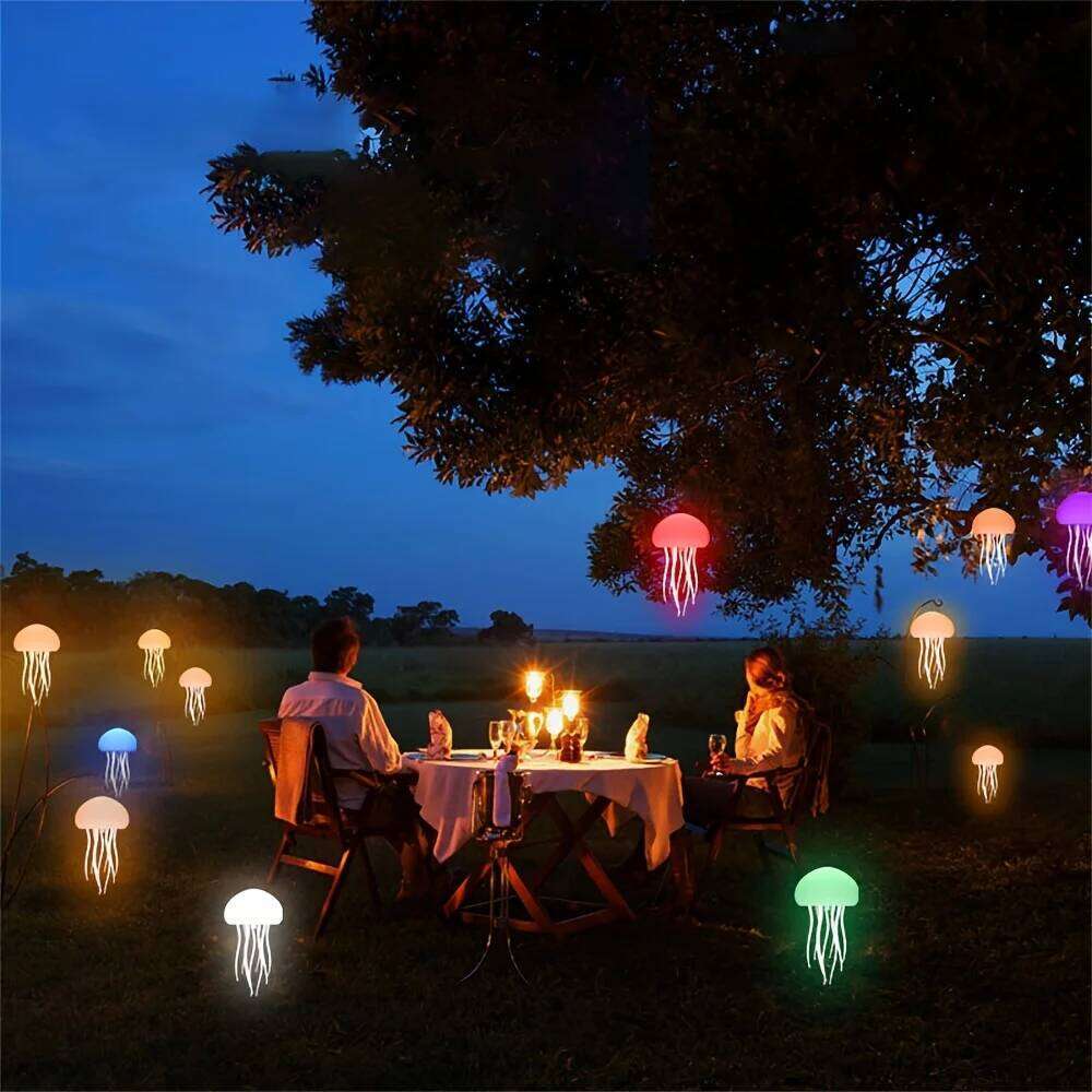Modern Table Cartoon Dancing Jellyfish Bedside Lamp Adjustable Color LED Night Light Birthday Gift for Kids New Z260127