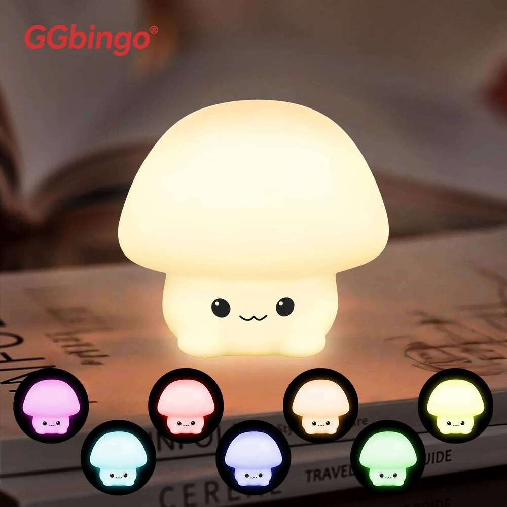 Cute Cartoon Silicone LED Night Light for Kids USB Rechargeable Touch Sensor RGB Table Lamp Soft Bedside Lighting Bedroom Z260127