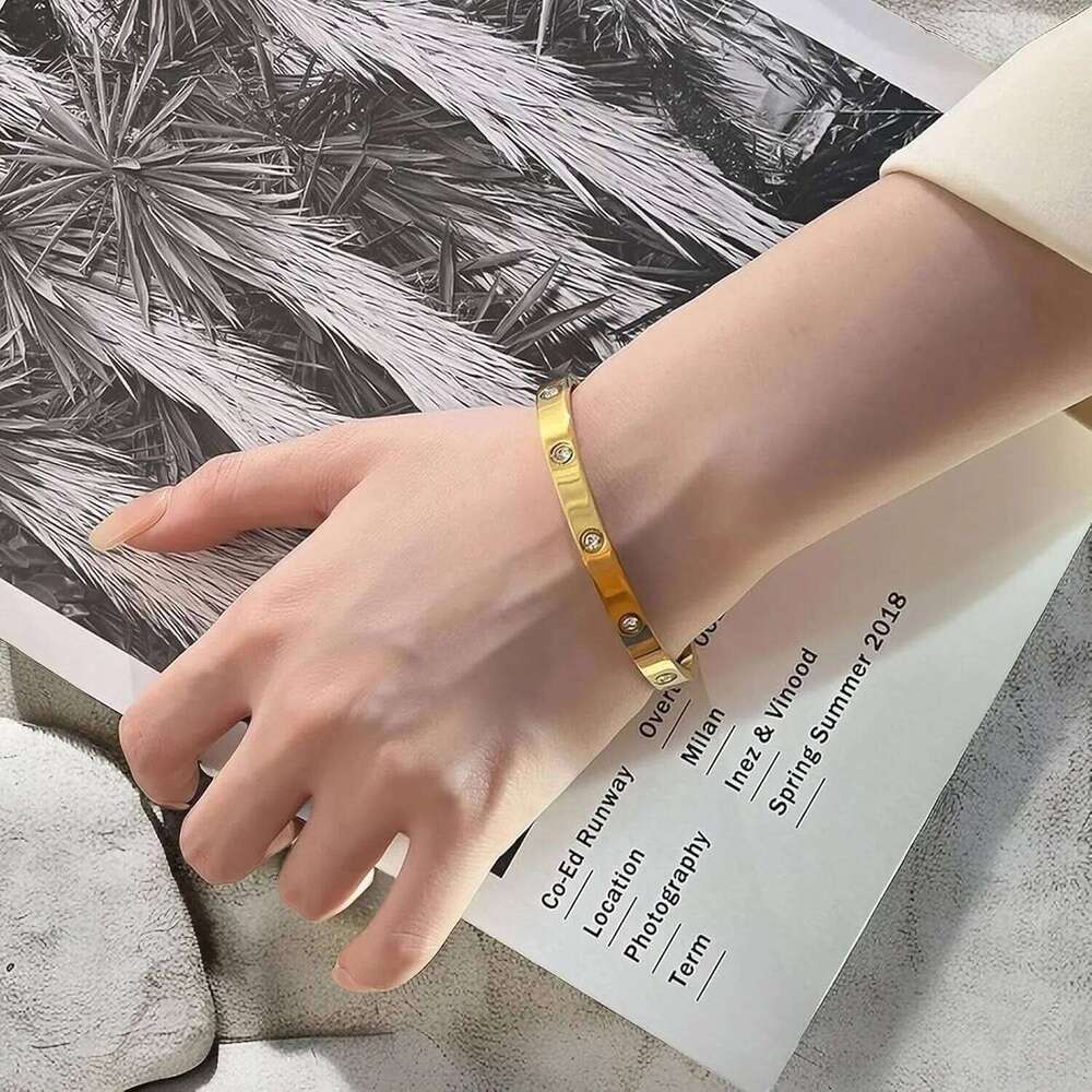 Hot Sale Gold Plated Double-Layer Bracelet CZ Inlaid Luxury Bangle Women Fashion Trendy Jewelry Perfect Gift for Daily Wear XJ260127