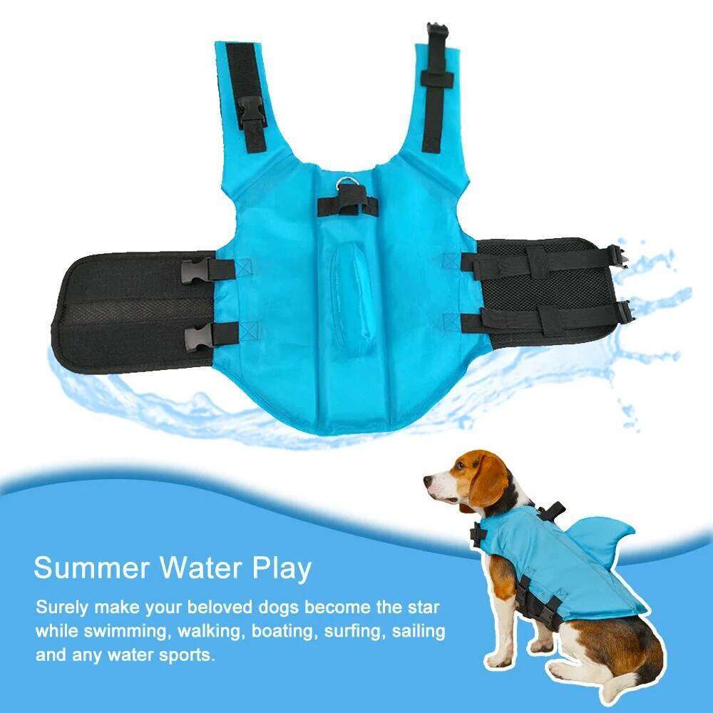Shark Fin Dog Life Jacket Enhanced Buoyancy Small Swimming Clothes Safety Vest with Handle for Dogs Surfing XJ260127
