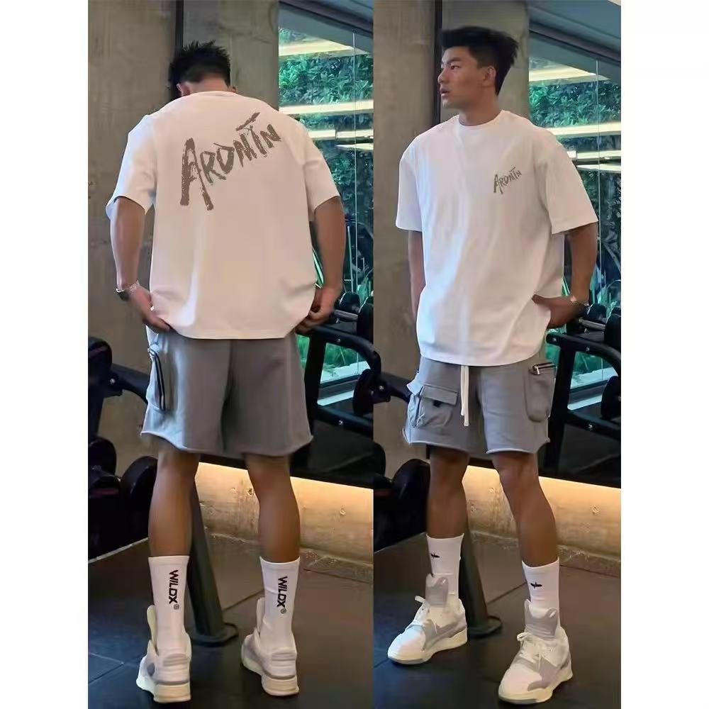 Men's short-sleeved summer trend loose letter print shirt
