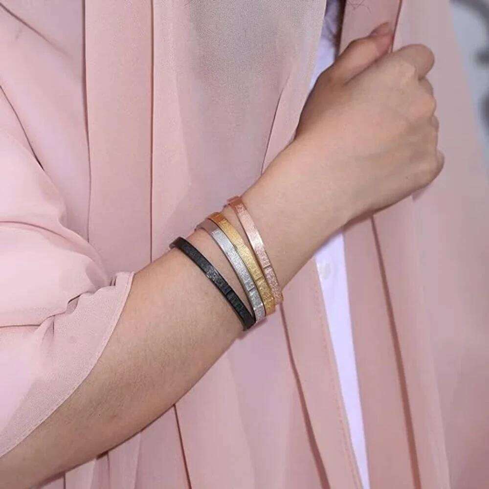 YILUOCD Stainless Steel Ayatul Kursi Cuff Bangle Islamic Muslim God Messenger Bracelet for Women Moroccan Arabic Jewelry XJ260127
