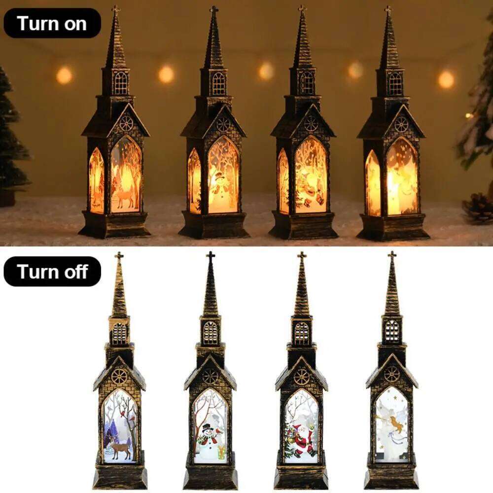 Small Church Christmas LED Night Ligh Elk Angel Claus Snowman Desk Lamp Santa Decoration Xmas Gifts Z260127