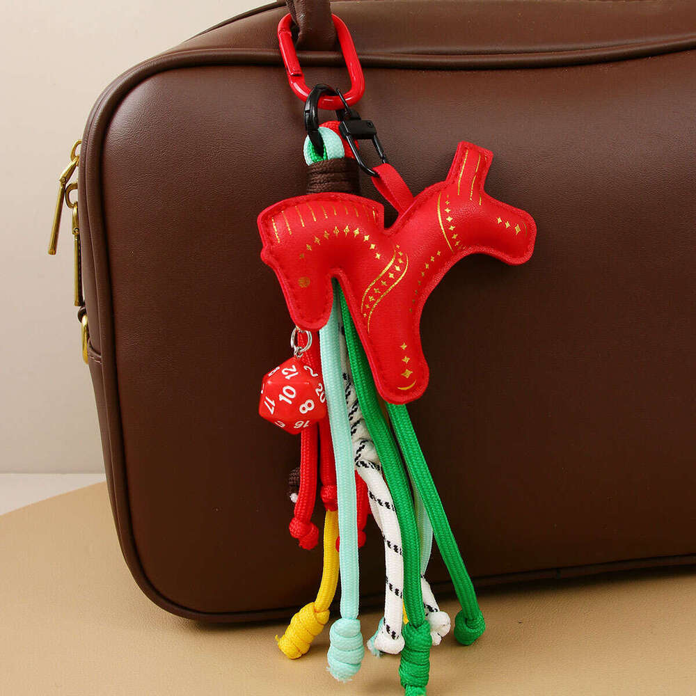 Little horse pendant necklace keychain Artificial leather rivet warhorse decoration Tassel Bag Charm for Casual Outfits & Travel Backpack